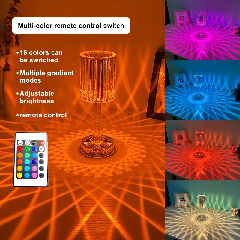 16-Color LED Crystal Desk Lamp FLZ Lighting store Store