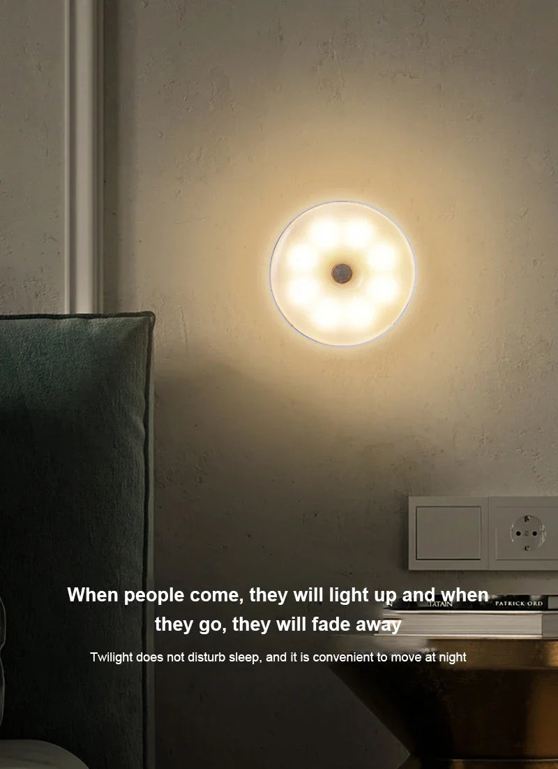 USB Rechargeable PIR Motion Sensor LED Night Light