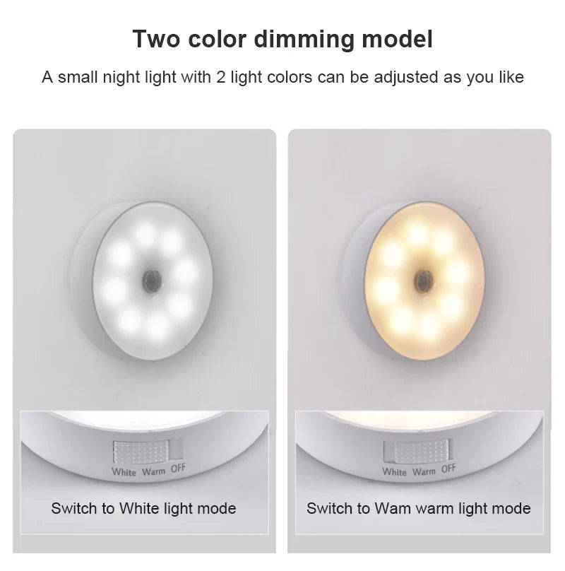 USB Rechargeable PIR Motion Sensor LED Night Light